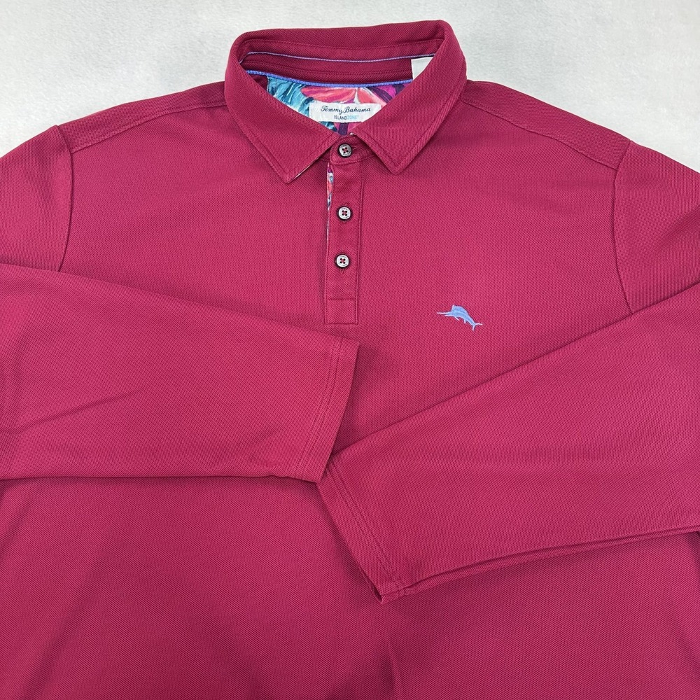 Tommy‎ Bahama Shirt Mens XL Pink IslandZone Long Sleeve Polo Supima Cotton